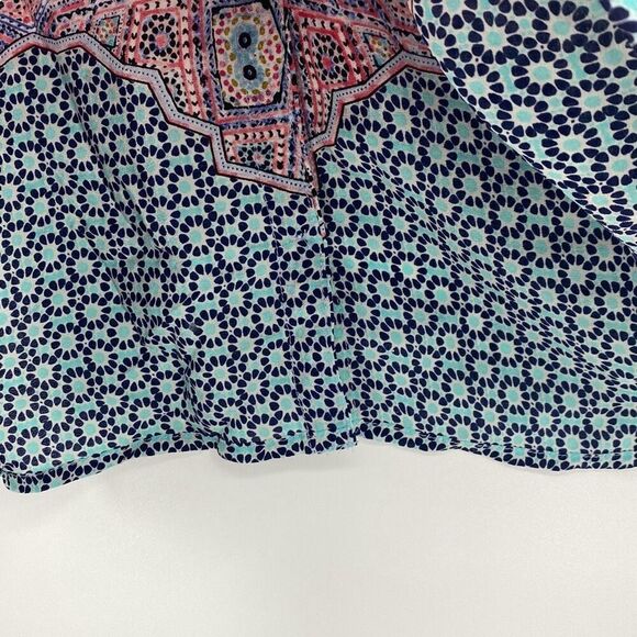 Anthropologie Sidney Maeve Silk Printed 3/4 Sleeve Button‎ Back Tunic Blouse 6 - Picture 5 of 11